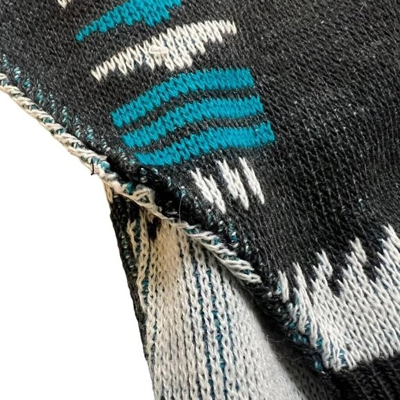 Vintage Justin Allen Size M Pull Over Bold Aztec Southwestern‎ Grey Teal Sweater - Picture 2 of 8